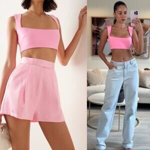 Alex Perry Rae Stretch Crepe Crop Tank Top Pink US Size 4